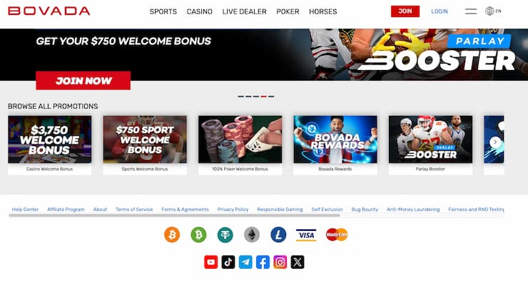 Featured promos on Bovada, a top site for betting on golf.